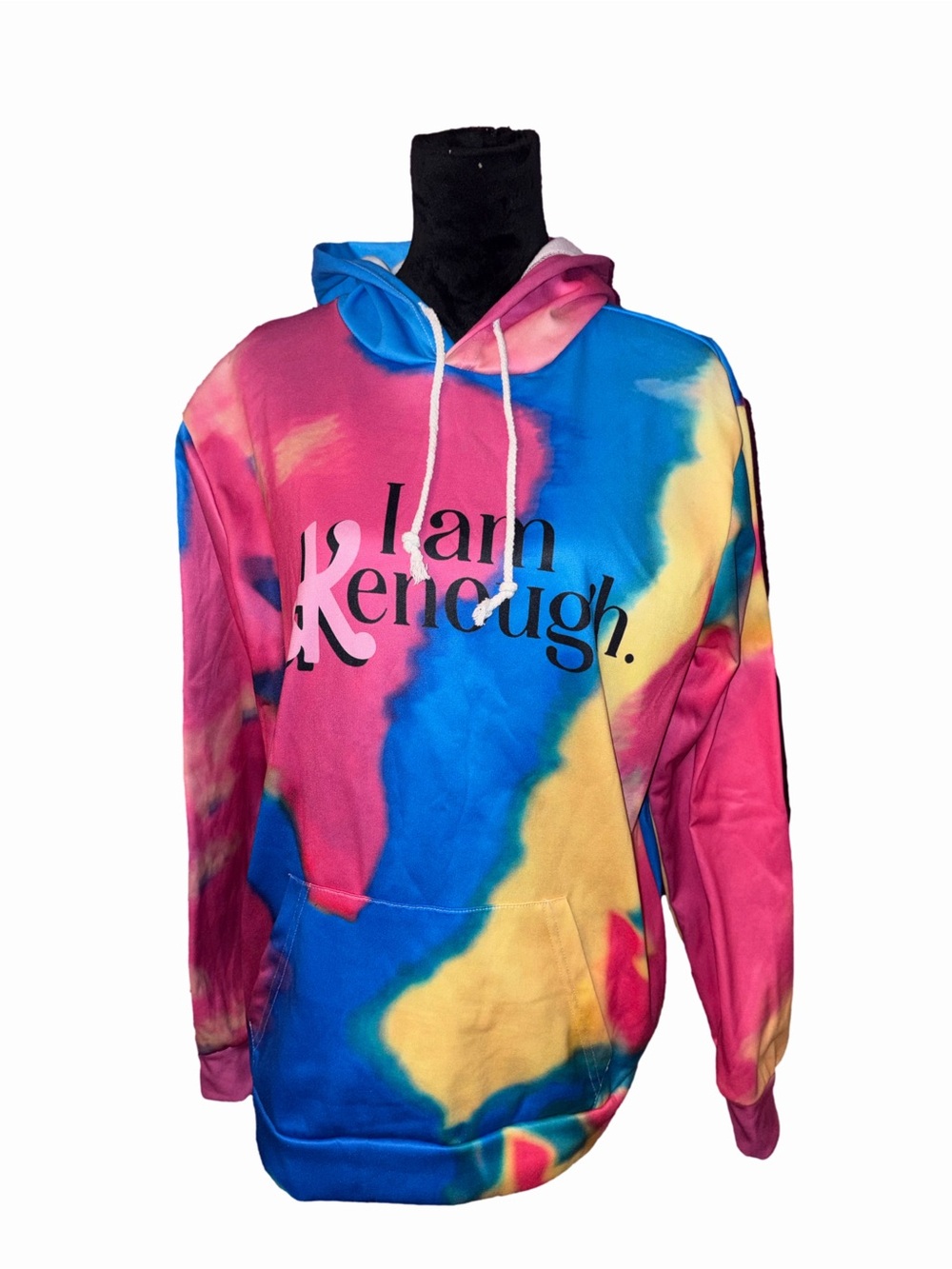 🆕💜 I Am Kenough Tie Dye Hoodie Pink Blue Yellow Pullover Kangaroo Pocket Size M
